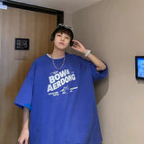 Men T-Shirts Loose Letter Crew Neck Printing