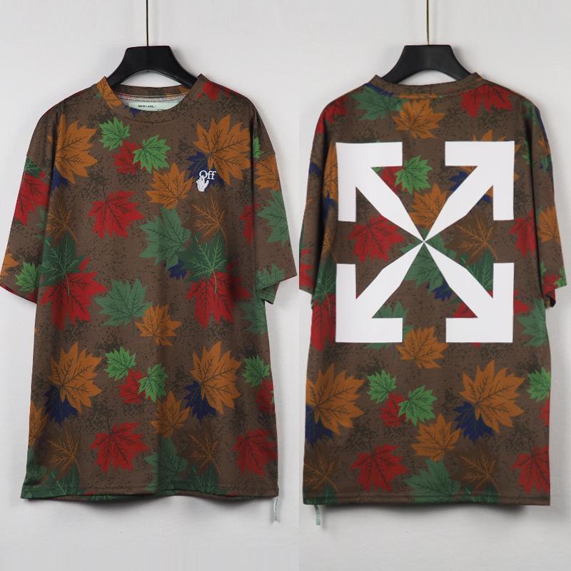 Off White T Shirt Cotton Camouflage Leaf Arrow Men'S Short Sleeve Shirt Men'S Clothing Owt