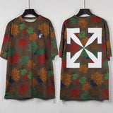 Off White T Shirt Cotton Camouflage Leaf Arrow Men'S Short Sleeve Shirt Men'S Clothing Owt