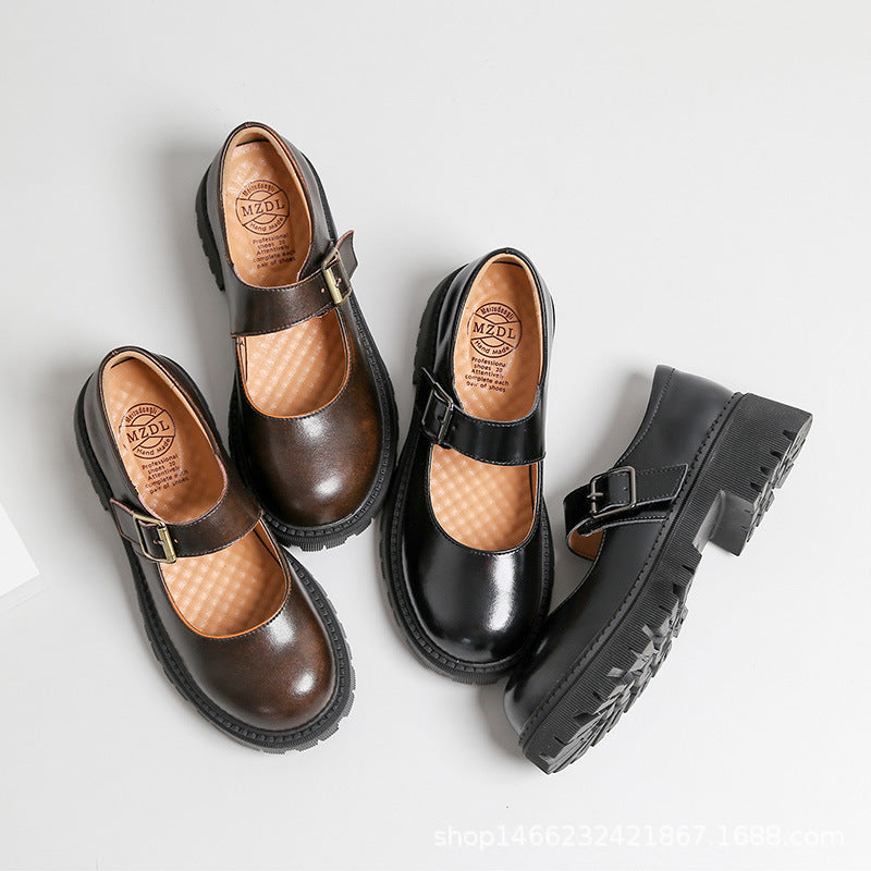 Mary Jane Shoes Amoi College Vintage Small Leather Shoes