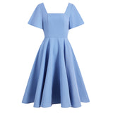 Regency Dress Square Collar Backless Ruffle Sleeve Dress