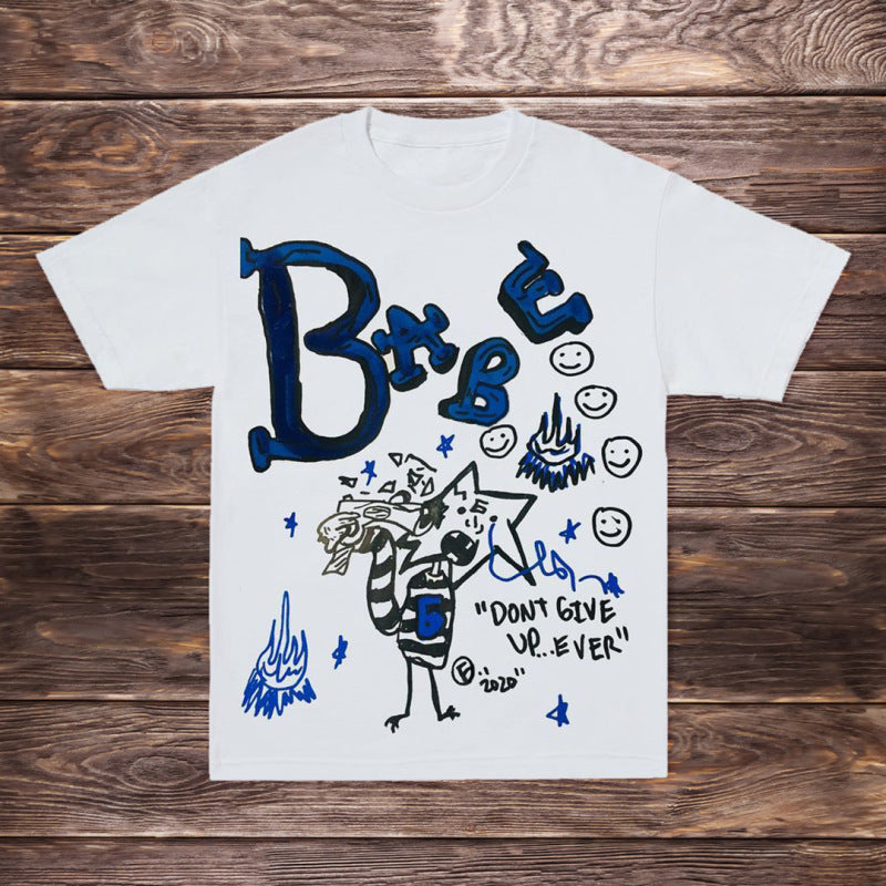 Rave Outfits Men T Shirt round Neck Short Sleeve Fashion Print