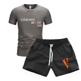 Vlone T Shirts & Shorts 2 Piece Set Men'S Sports Round Neck T-Shirt Shorts Set