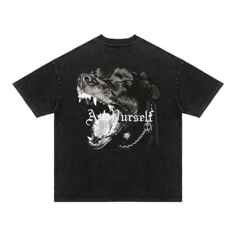Askyurself T Shirt Dark Style Animal Print Men's Loose