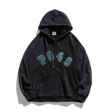 Man Fall Outfis Autumn Simple Flocking Letter Embroidery Casual Cardigan Sweater for Boys Loose Hoodie