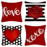 Valentine's Day Pillow Covers 4 Piece Random Styles Together, Truck Love Balloon Bicycle Ornament Pillow Cushion