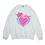 Man Fall Outfits Retro Hip Hop Couple Sweater Men's and Women's Heart Print Loose Leisure Sports Coat