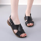 Highway Flat Sandals Summer Vintage Soft Bottom Flat Heel Women's Sandals Genuine Leather Strap Sandals for Women