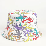 Bucket Hat Fishing Cap Cotton Print Fisherman Hat Cartoon Character Bucket Hat Symbol Printing