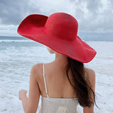Summer Hats Women's Outdoor Sun Protection Sun Hat Beach Big Brimmed Straw Hat