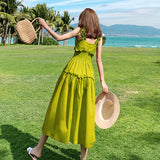 Emerald Green Dress Avocado Green Mori Strap