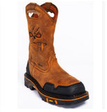 Western Shoes Fall Winter Fashion Men's Boots Thick Heel Middle Embroidered round Toe