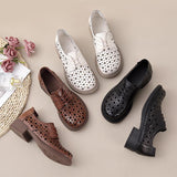 Highway Flat Sandals Summer Hollowed Toe Box Hole Shoes Chunky Heel Sandals