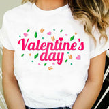 Valentine's Day T Shirts Couples T-shirt Heart Printing Women's Base Shirt round Neck plus Size