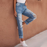 Gloria Vanderbilt Jeans Inkjet High Waist Cropped Pants Straight Ripped