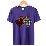 Valentine's Day T Shirts Couples Color Leopard Print Heart Printing Pullover Short Sleeve T-shirt