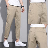 Cuffed Cargo Pants Summer Casual Pants Men's Straight Loose Pants