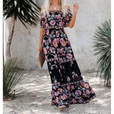 Nine Britton Dress off-Shoulder Printed Long Large Hem