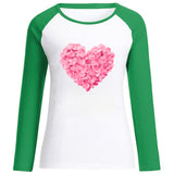 Valentine's Day T Shirt Petals Heart Printing Women's Tops Loose Casual