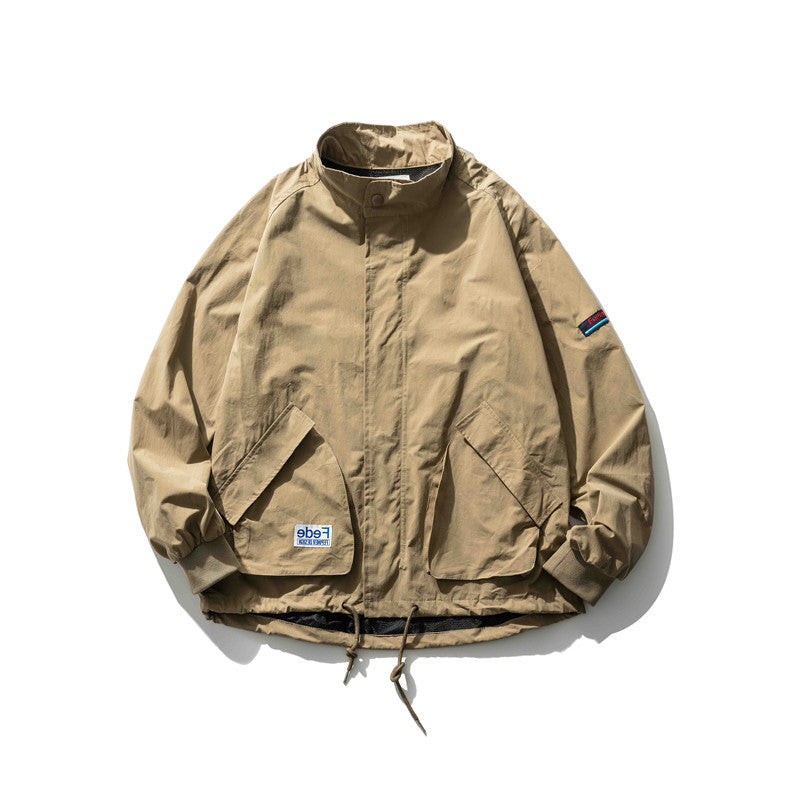 Man Fall Outfis Autumn Men's Letter Tooling Jacket Men Loose Stand Collar Coat