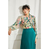 Gloria Vanderbilt Removable Streamer Long Sleeve round Neck Fairy Oil Painting Color Matching