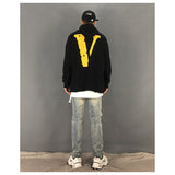 Vlone Hoodie Big V-Shaped Female Destroyed Burrs Oversize Loose Large Size Men And Women