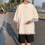 Men's Pants Summer Casual Loose Short Sleeves round Neck T-shirt