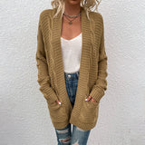 Women's Cardigan Knit Sweater Women's Mid-Length Cardigan for Autumn and Winter