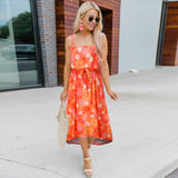 Nine Britton Dress Slim-Fit Suspender Skirt Waist-Tight Floral