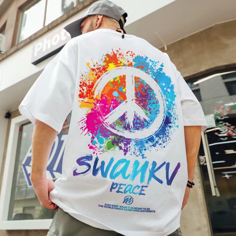 Men T-Shirts Oversize Loose Printed Half Sleeve