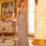 Skin Tight Long Dresses Sequined Banquet Dress for Women