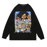 Man Fall Outfits Autumn and Winter Leisure Men's Vintage Poster Printed Long Sleeve T-shirt