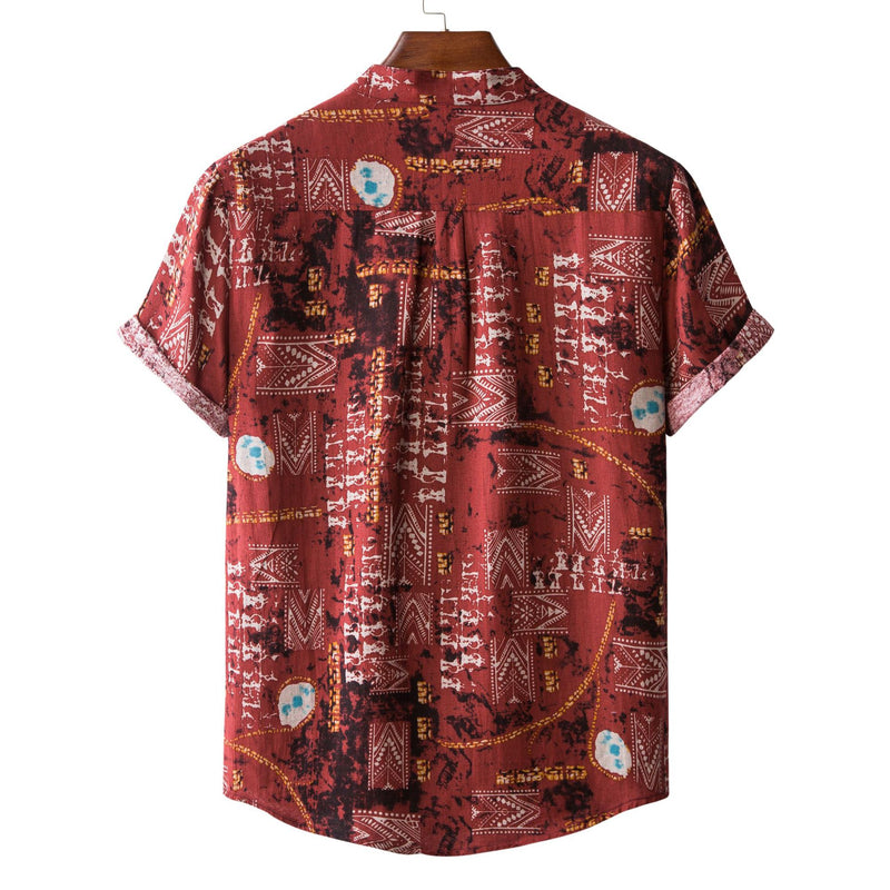Camp Collar Shirt Short Sleeve Shirt Print