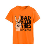 Halloween Costumes Bad Witch Vibe Shirt Pullover Simple Printed Crew Neck Top T-shirt Loose Short Sleeve