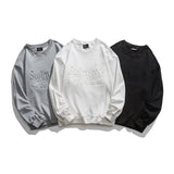 Man Fall Fall Letters Crew Neck Sweater Coat Solid Color Simple Pullover