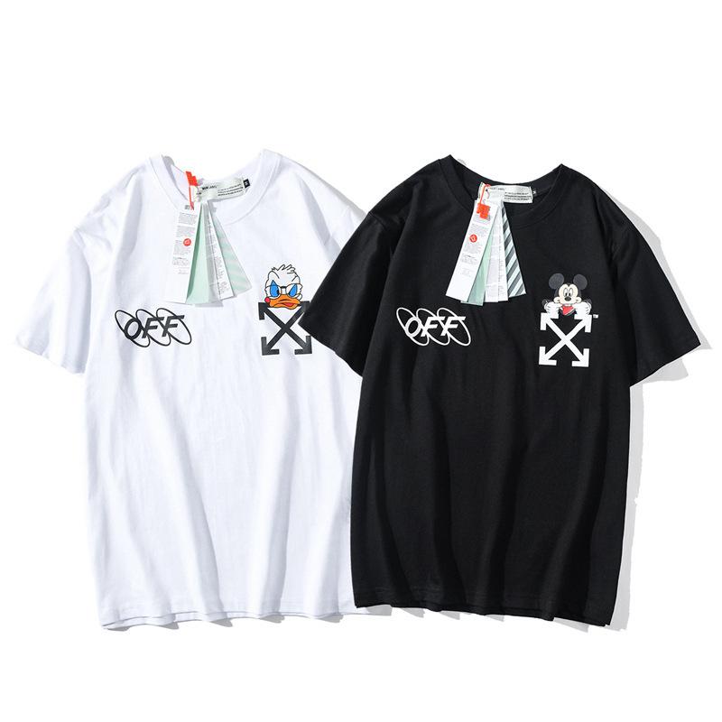 Off White T Shirt Mickey Mouse Off T Shirt Ow Short Sleeve Cartoon Printed Round Neck Male And Female Couples Wear Base Shirt Half Sleeve Tshirt Owt