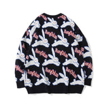 Men Sweater Cartoon Rabbit Brocade Sweater Men's Pullover Long Sleeve