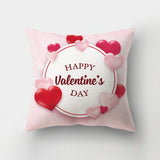 Valentine's Day Pillow Covers 4 Piece Random Styles Together, Letter Heart Printing Peach Skin Fabric Sofa Square Pillow Cushion Cover