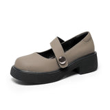 Mary Jane Shoes Retro French Women'S Round Toe Leather Shoes