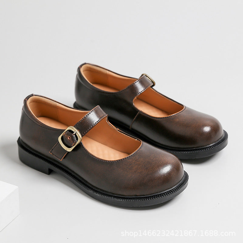 Mary Jane Shoes Spring Leather Shoes Flat Women'S Shoes