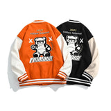 Man Fall Outfis Bear Embroidery Baseball Uniform Jacket Loose Casual Couple Jacket