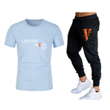 Vlone T Shirts & Pants 2 Piece Set T-Shirt Men'S Suit Printed Sports
