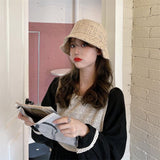 Vintage Check Bucket Hat Grid Sun-Proof Basin Hat