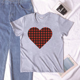 Valentine's Day T Shirt Winter plus Size Women's Clothing Plaid Heart Printing Loose