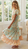 Kendall Jenner Wedding Guest Dress Bohemian Vacation Dress Positioning Flower Single-Breasted
