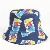 Bucket Hat Fishing Cap Cotton Print Fisherman Hat Bucket Hat Men's and Women's Cartoon Printed Sun Hat