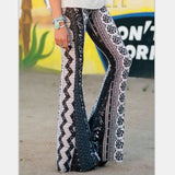 Coachella Music Festival Outfits Women's Spring Clothing Skinny Sheath Bell-Bottom Pants Vintage Printed Trousers