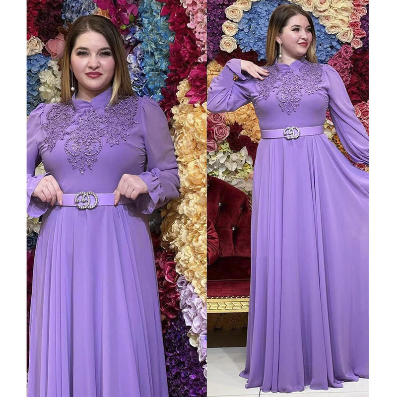 African Dashiki Dress Long Sleeve Belt Dress