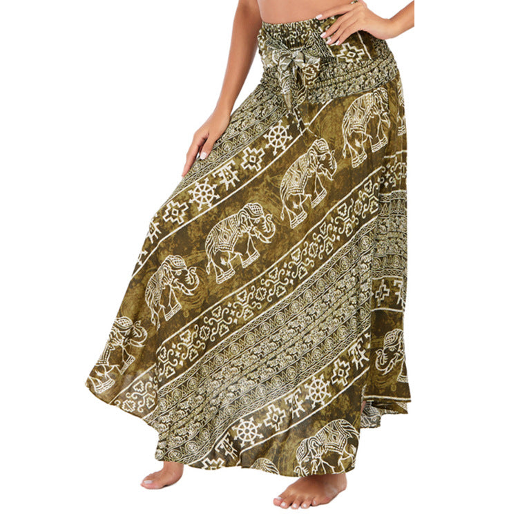 Gypsy Girl Outfits Skirt Beach Vacation Dress Two-Way Large Swing Skirt