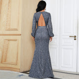 Skin Tight Long Dresses Sequined Evening Dress